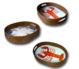 Enamel Rattan Tray